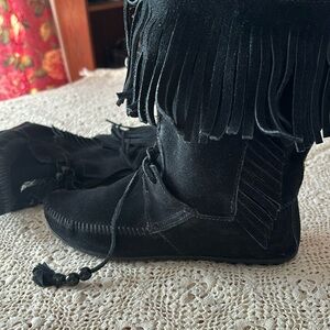 Black leather moccasin